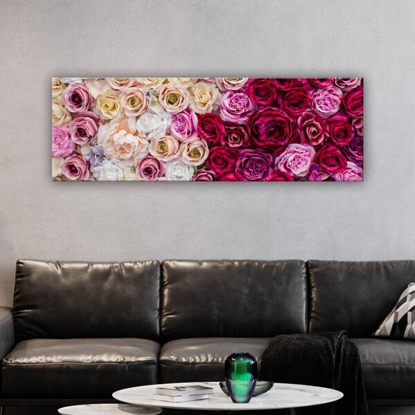 70x40 cm - Piros és fehér rózsa tenger vászonkép