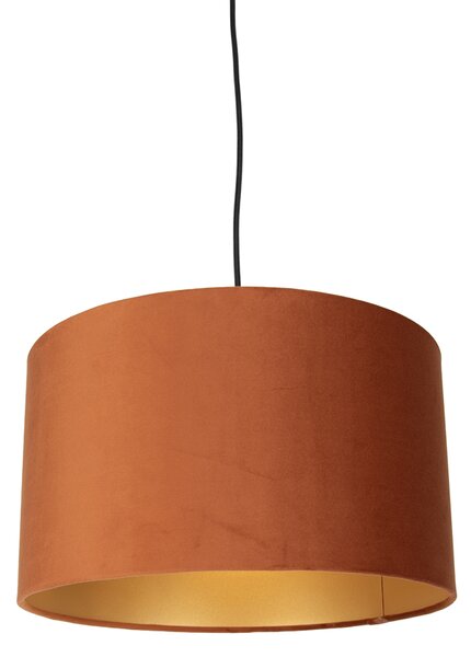 Fekete függőlámpa dugóval és narancssárga búrával, arany belsővel 35 cm - Cavalux