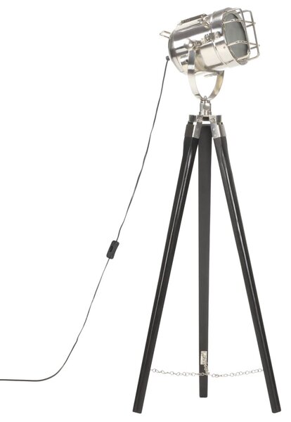 Fekete háromlábú tömör mangófa állólámpa 97 cm