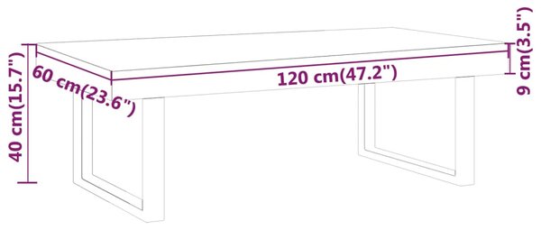Szürke és fekete MDF és vas dohányzóasztal 120x60x40 cm