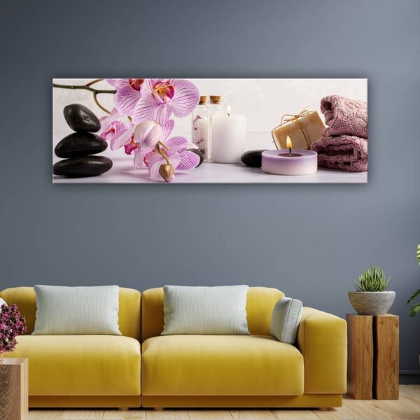 70x40 cm - Spa orchidea és gyertya vászonkép