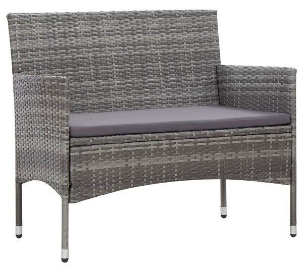 4 részes szürke polyrattan kerti ülőgarnitúra párnákkal
