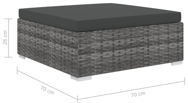 5-részes szürke polyrattan kerti bútorszett párnákkal