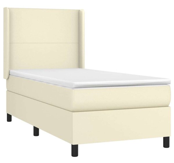 VidaXL krémszínű műbőr rugós ágy matraccal 90 x 200 cm