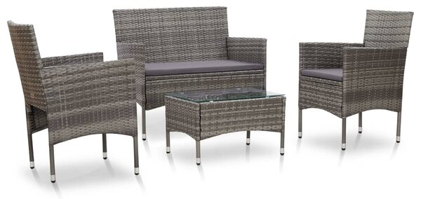 4 részes szürke polyrattan kerti ülőgarnitúra párnákkal