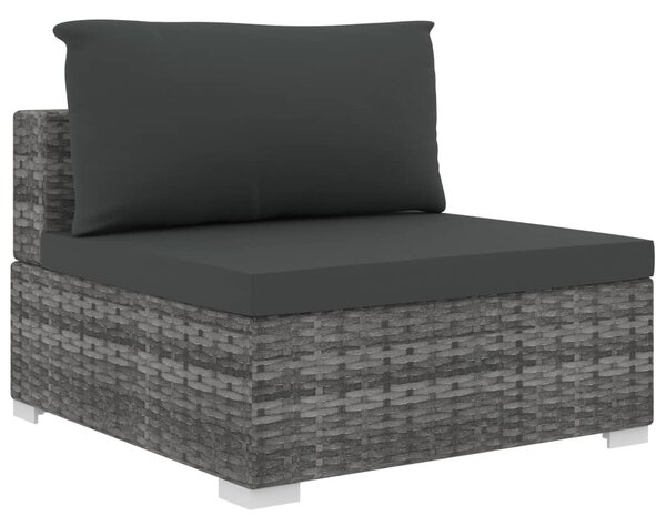 5-részes szürke polyrattan kerti bútorszett párnákkal