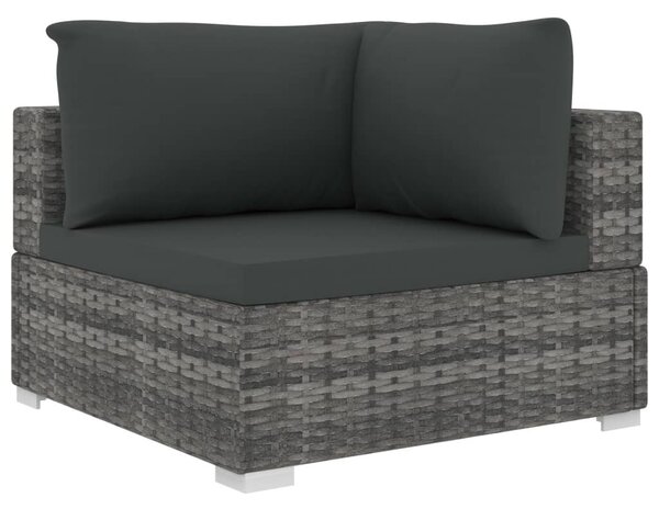 11-részes szürke polyrattan kerti bútorszett párnákkal