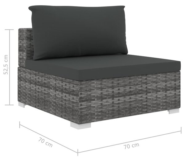 5-részes szürke polyrattan kerti bútorszett párnákkal
