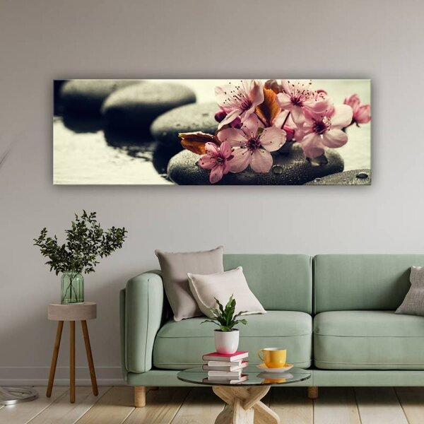 70x40 cm - Kövek a vízen át vászonkép