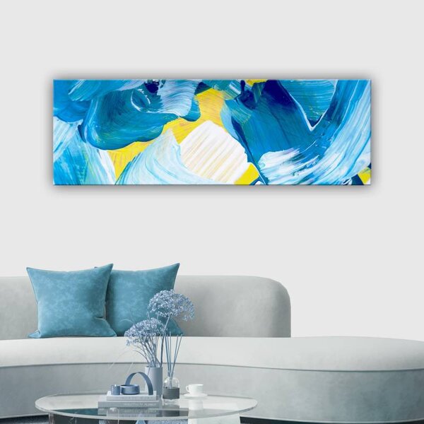 70x40 cm - Kék-sárga absztrakt színek vászonkép