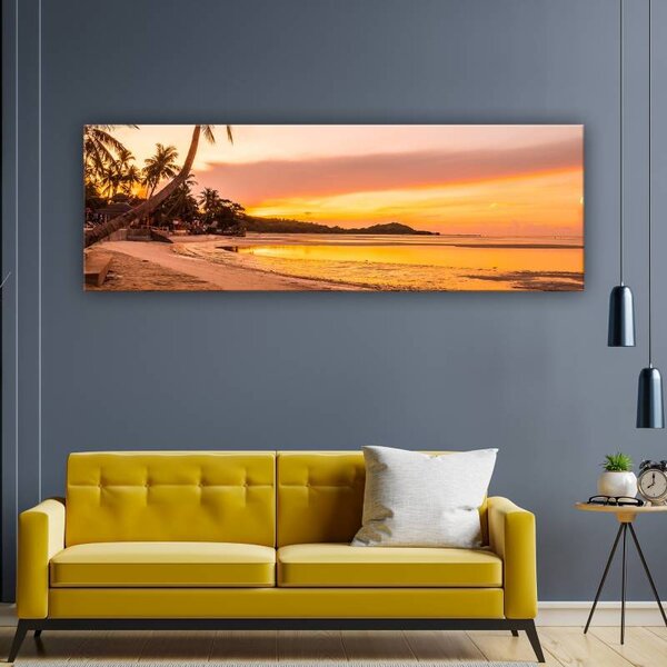 70x40 cm - Naplemente és pálmafák vászonkép