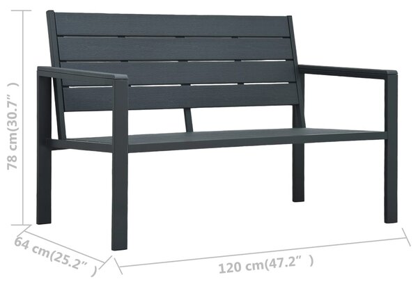 Szürke fautánzatú HDPE kerti pad 120 cm