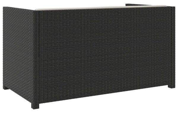5 részes fekete polyrattan kerti ülőgarnitúra párnákkal