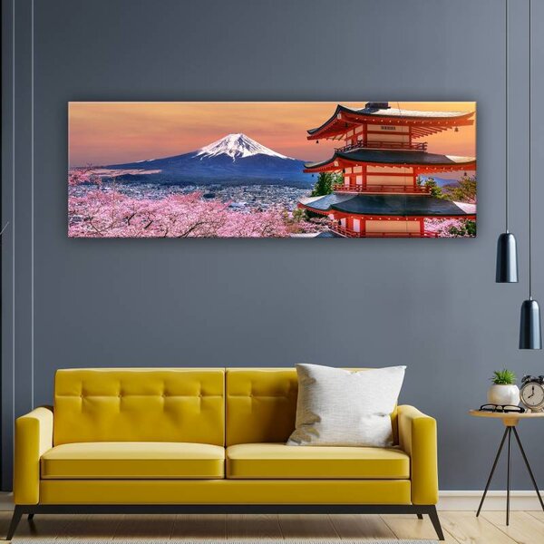 70x40 cm - Pagoda Fuji Naplemente vászonkép