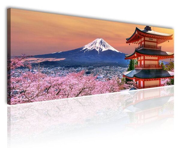 70x40 cm - Pagoda Fuji Naplemente vászonkép