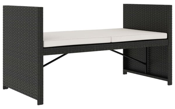 5 részes fekete polyrattan kerti ülőgarnitúra párnákkal