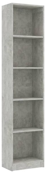5-szintes betonszürke szerelt fa könyvszekrény 40 x 24 x 175 cm