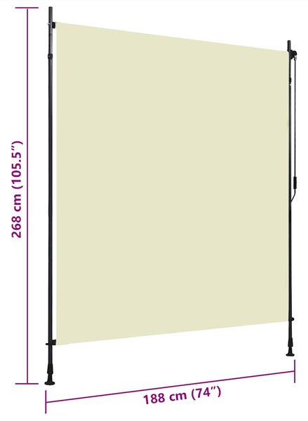 Krémszínű kültéri roló 200 x 270 cm