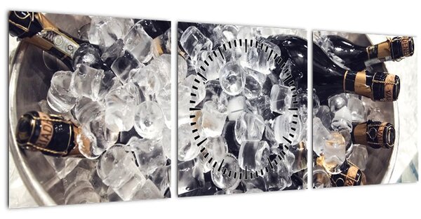 Kép - pezsgő a jégben (órával) (90x30 cm)