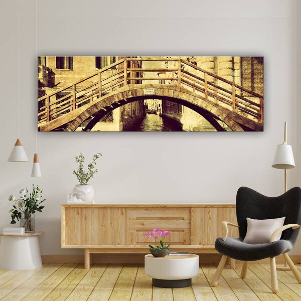 70x40 cm - Vintage Velence csatorna híd vászonkép