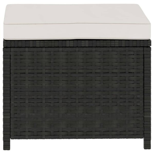 5 részes fekete polyrattan kerti ülőgarnitúra párnákkal