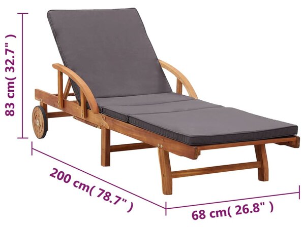 Tömör akácfa napozóágy párnával