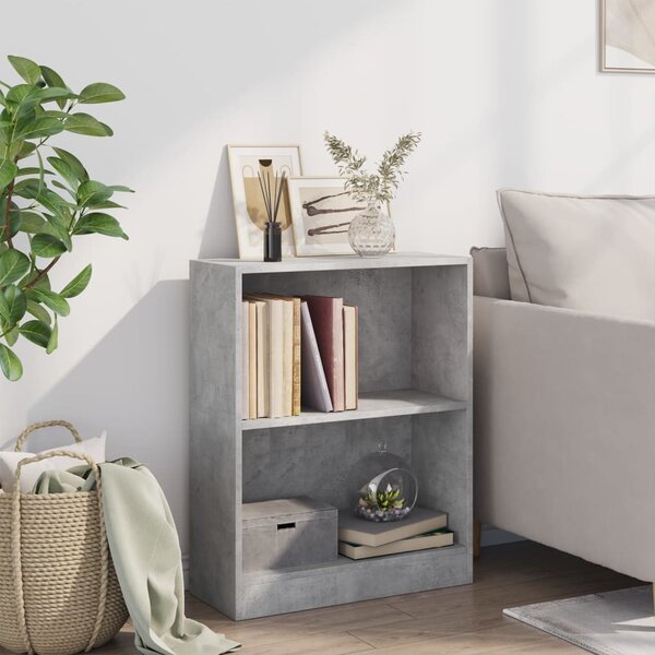 Betonszürke szerelt fa könyvespolc 60 x 24 x 76 cm