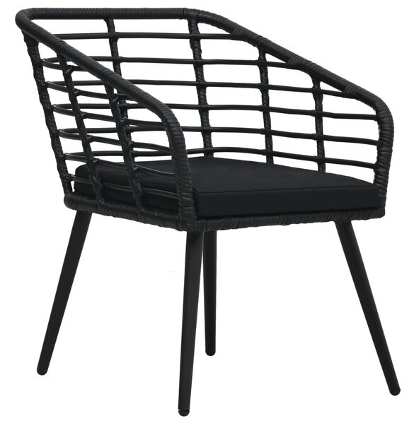 3-darabos fekete polyrattan bisztrószett