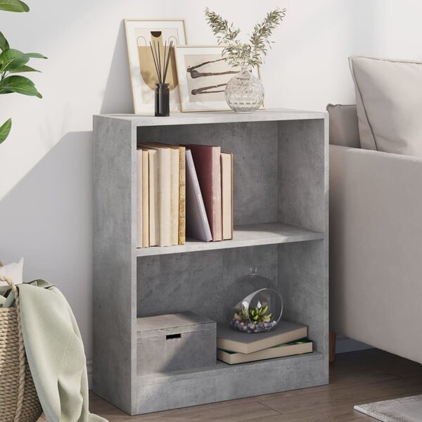 Betonszürke szerelt fa könyvespolc 60 x 24 x 76 cm