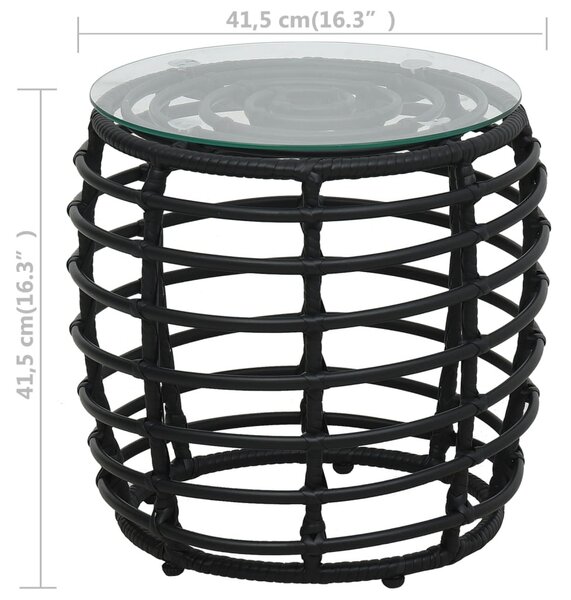 3-darabos fekete polyrattan bisztrószett