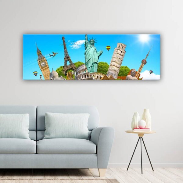 70x40 cm - Világ nevezetességei vászonkép