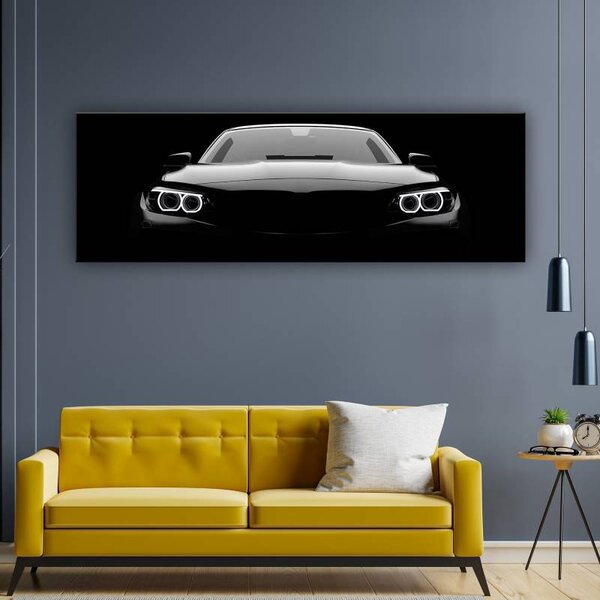 70x40 cm - Fekete sziluett sportautó vászonkép