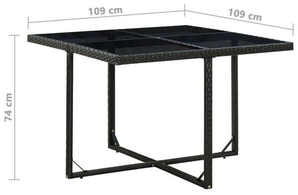 VidaXL 9 részes fekete polyrattan kültéri étkezőszett párnákkal