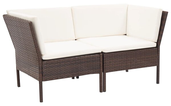 6-részes barna polyrattan kerti bútorszett párnákkal