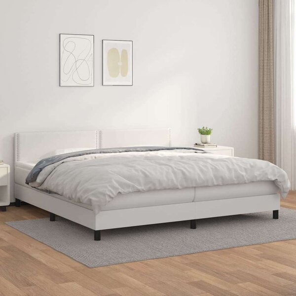VidaXL Fehér Műbőr Ágy Matraccal - 200x200 cm