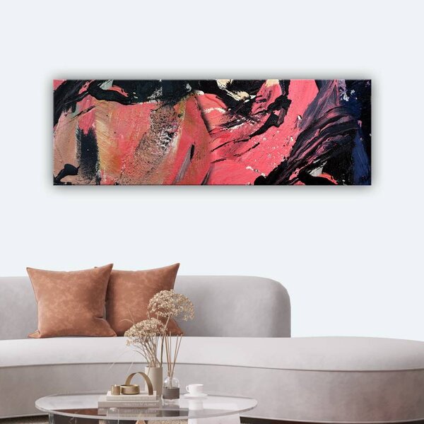 70x40 cm - Absztrakt rózsaszín és fekete vászonkép