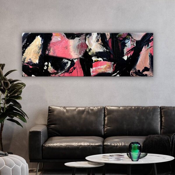 70x40 cm - Rózsaszín és fekete színek vászonkép