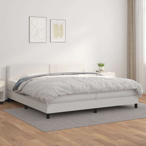 VidaXL Fehér Műbőr Ágy Matraccal - 200x200 cm