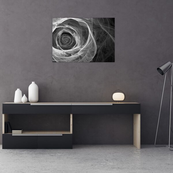 Kép - Absztrakt rózsa fekete-fehér (70x50 cm)