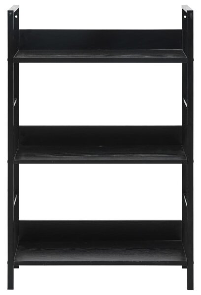 3 szintes fekete szerelt fa könyvespolc 60 x 27,6 x 90,5 cm
