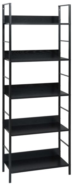 5 szintes fekete szerelt fa könyvespolc 60 x 27,6 x 158,5 cm