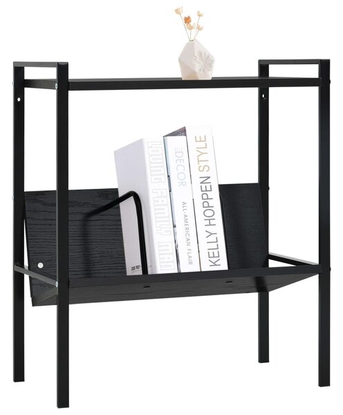 2-szintes fekete szerelt fa könyvespolc 52 x 28 x 59 cm