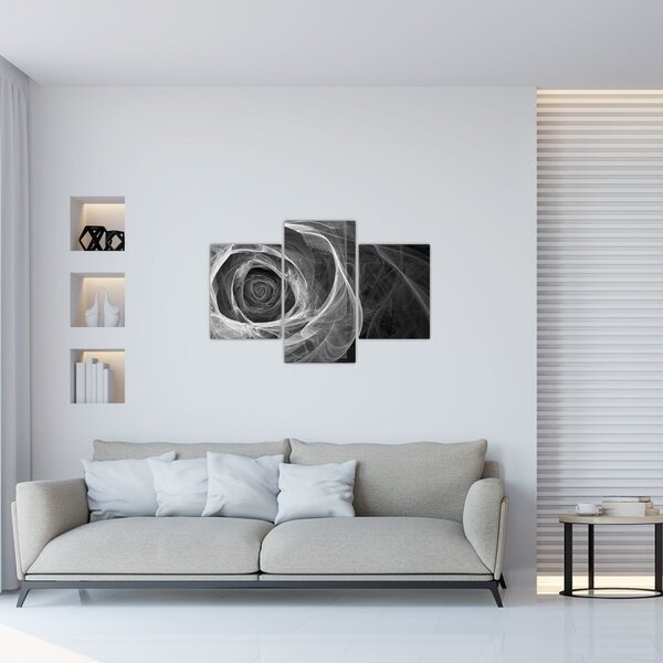 Kép - Absztrakt rózsa fekete-fehér (90x60 cm)