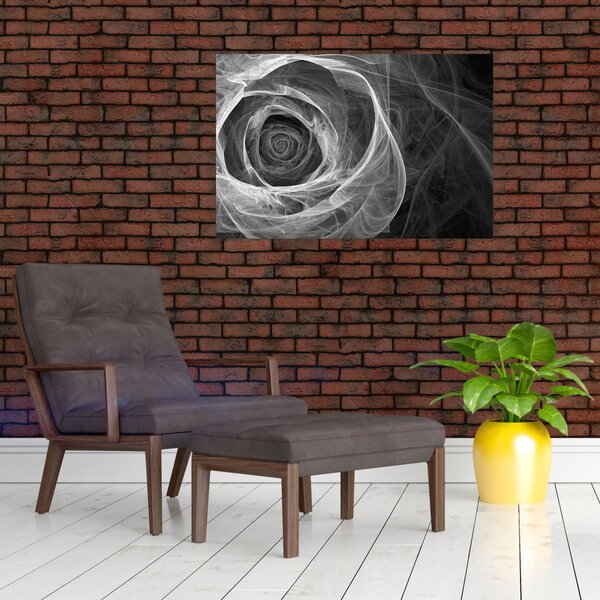 Kép - Absztrakt rózsa fekete-fehér (90x60 cm)