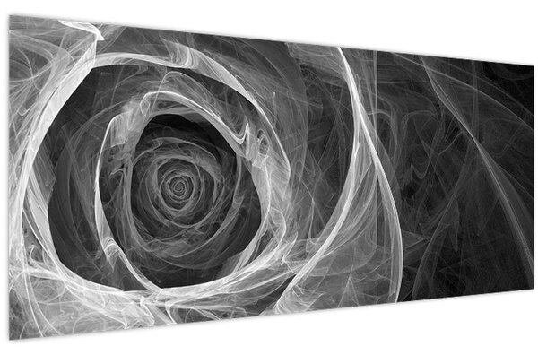 Kép - Absztrakt rózsa fekete-fehér (120x50 cm)