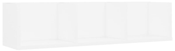 Fehér szerelt fa CD-tartó fali polc 75 x 18 x 18 cm