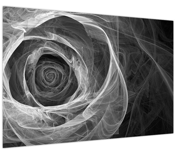 Kép - Absztrakt rózsa fekete-fehér (90x60 cm)