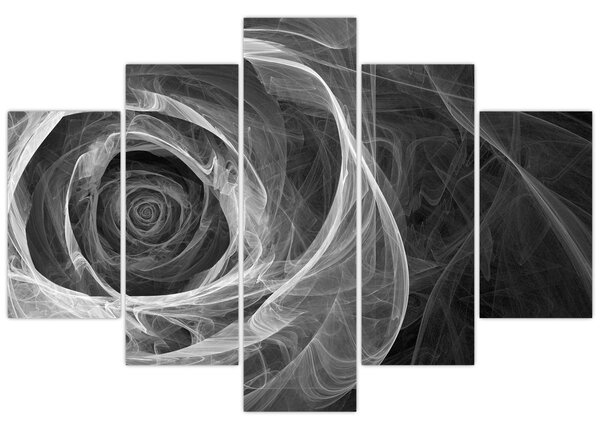 Kép - Absztrakt rózsa fekete-fehér (150x105 cm)