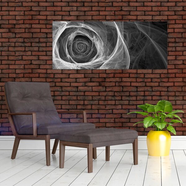 Kép - Absztrakt rózsa fekete-fehér (120x50 cm)