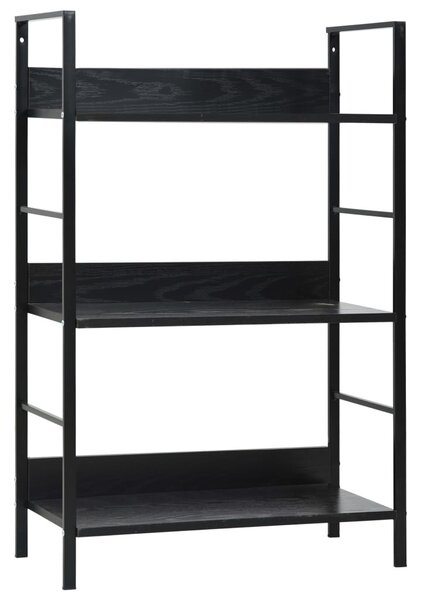 3 szintes fekete szerelt fa könyvespolc 60 x 27,6 x 90,5 cm
